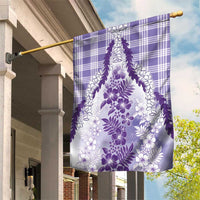 Aloha Hawaii Palaka Garden Flag Purple Plumeria Lei - Polynesian Pride