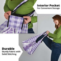 Aloha Hawaii Palaka Grocery Bag Purple Plumeria Lei - Polynesian Pride