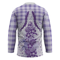 Aloha Hawaii Palaka Hockey Jersey Purple Plumeria Lei - Polynesian Pride