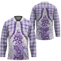 Aloha Hawaii Palaka Hockey Jersey Purple Plumeria Lei - Polynesian Pride