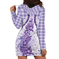 Aloha Hawaii Palaka Hoodie Dress Purple Plumeria Lei - Polynesian Pride