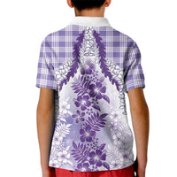 Aloha Hawaii Palaka Kid Polo Shirt Purple Plumeria Lei - Polynesian Pride