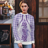 Aloha Hawaii Palaka Ugly Christmas Sweater Purple Plumeria Lei - Polynesian Pride