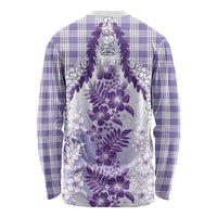 Aloha Hawaii Palaka Long Sleeve Shirt Purple Plumeria Lei - Polynesian Pride