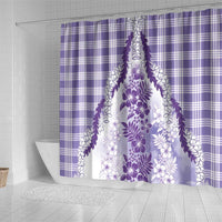 Aloha Hawaii Palaka Shower Curtain Purple Plumeria Lei - Polynesian Pride
