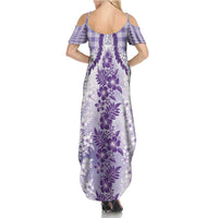 Aloha Hawaii Palaka Summer Maxi Dress Purple Plumeria Lei - Polynesian Pride