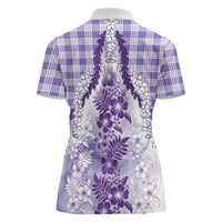 Aloha Hawaii Palaka Women Polo Shirt Purple Plumeria Lei - Polynesian Pride