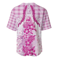 Aloha Hawaii Palaka Baseball Jersey Pink Plumeria Lei - Polynesian Pride