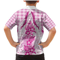 Aloha Hawaii Palaka Family Matching Mermaid Dress and Hawaiian Shirt Pink Plumeria Lei LT05 - Polynesian Pride