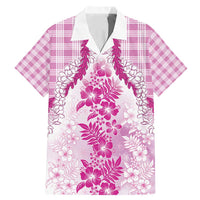 Aloha Hawaii Palaka Family Matching Mermaid Dress and Hawaiian Shirt Pink Plumeria Lei LT05 Dad's Shirt - Short Sleeve Pink - Polynesian Pride
