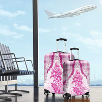 Aloha Hawaii Palaka Luggage Cover Pink Plumeria Lei - Polynesian Pride