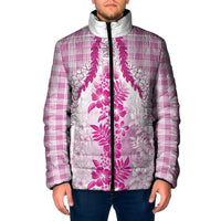Aloha Hawaii Palaka Padded Jacket Pink Plumeria Lei - Polynesian Pride