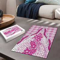 Aloha Hawaii Palaka Puzzle Pink Plumeria Lei - Polynesian Pride