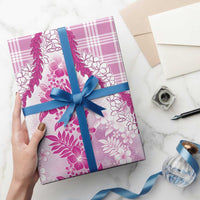 Aloha Hawaii Palaka Wrapping Paper Pink Plumeria Lei