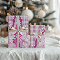 Aloha Hawaii Palaka Wrapping Paper Pink Plumeria Lei