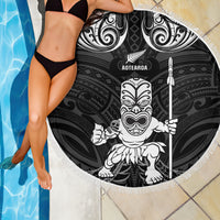 New Zealand Maori Taiaha Beach Blanket Tiki Warrior Black LT05 - Polynesian Pride