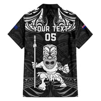 Custom New Zealand Maori Taiaha Hawaiian Shirt Tiki Warrior Black LT05 - Polynesian Pride