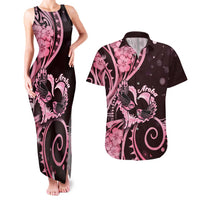 New Zealand Valentine Couples Matching Tank Maxi Dress and Hawaiian Shirt Aroha Sweet Pink Piwakawaka LT05 Pink - Polynesian Pride