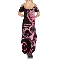 New Zealand Valentine Family Matching Summer Maxi Dress and Hawaiian Shirt Aroha Sweet Pink Piwakawaka