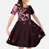 New Zealand Valentine Kid Short Sleeve Dress Aroha Sweet Pink Piwakawaka LT05 KID Pink - Polynesian Pride