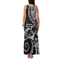 New Zealand Valentine Family Matching Tank Maxi Dress and Hawaiian Shirt Aroha Gray Piwakawaka