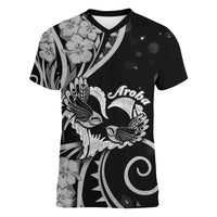 New Zealand Valentine Women V-Neck T-Shirt Aroha Gray Piwakawaka LT05 Female Gray - Polynesian Pride