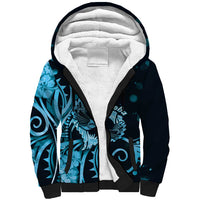 New Zealand Valentine Sherpa Hoodie Aroha Cyan Piwakawaka