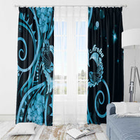New Zealand Valentine Window Curtain Aroha Cyan Piwakawaka
