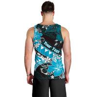 Personalised Hawaii Valentine Day Men Tank Top Polynesian Hibiscus Art Style Turquoise