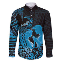 Alofa Samoa Valentine Blue Family Matching Mermaid Dress and Hawaiian Shirt Love Is The Greatest Thing