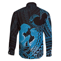 Alofa Samoa Valentine Blue Family Matching Off Shoulder Maxi Dress and Hawaiian Shirt Love Is The Greatest Thing LT05 - Polynesian Pride