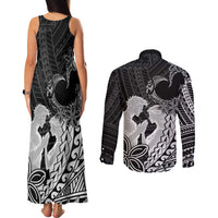 Alofa Samoa Valentine Black Couples Matching Tank Maxi Dress and Long Sleeve Button Shirt Love Is The Greatest Thing