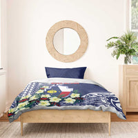 Wake Island Bedding Set Tribal Pattern With Hibiscus Flowers