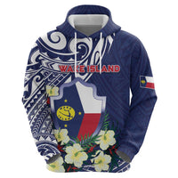 Personalised Wake Island Hoodie Tribal Pattern With Hibiscus Flowers