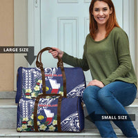 Wake Island Travel Bag Tribal Pattern With Hibiscus Flowers