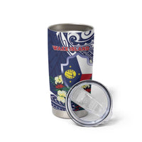 Personalised Wake Island Tumbler Cup Tribal Pattern With Hibiscus Flowers