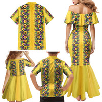 Aloha Hawaii Mardi Gras Family Matching Mermaid Dress and Hawaiian Shirt Gold Style LT05 - Polynesian Pride