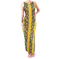 Aloha Hawaii Mardi Gras Family Matching Tank Maxi Dress and Hawaiian Shirt Gold Style LT05 Mom's Dress Gold - Polynesian Pride