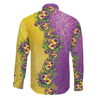 Hawaii Mardi Gras Family Matching Short Sleeve Bodycon Dress and Hawaiian Shirt Plumeria Lei Beads Glitter Style LT05 - Polynesian Pride