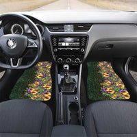 Hawaii Mardi Gras Car Mats Tropical Flowers Glitter Style