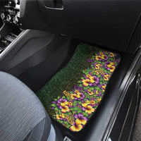 Hawaii Mardi Gras Car Mats Tropical Flowers Glitter Style
