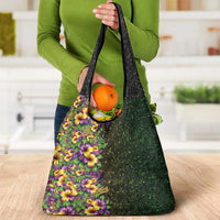 Hawaii Mardi Gras Grocery Bag Tropical Flowers Glitter Style