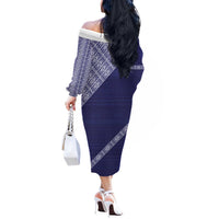 Tonga Queen Salote College Off The Shoulder Long Sleeve Dress 100 Years Anniversary Navy Color