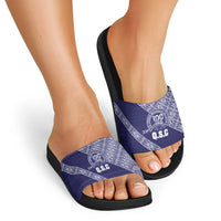 Tonga Queen Salote College Slide Sandals 100 Years Anniversary Navy Color