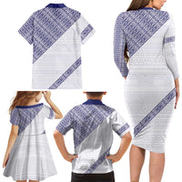 Tonga Queen Salote College Family Matching Long Sleeve Bodycon Dress and Hawaiian Shirt 100 Years Anniversary White Color LT05 - Polynesian Pride