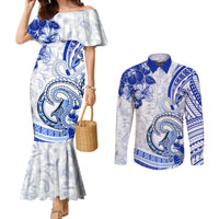 Polynesia Paisley Couples Matching Mermaid Dress and Long Sleeve Button Shirt Mix Navy Polynesian Pattern LT05 Navy - Polynesian Pride