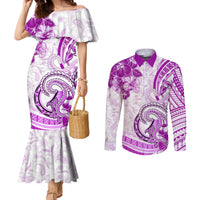 Polynesia Paisley Couples Matching Mermaid Dress and Long Sleeve Button Shirt Mix Pink Polynesian Pattern LT05 Pink - Polynesian Pride