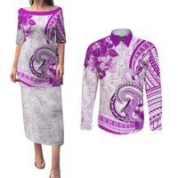 Polynesia Paisley Couples Matching Puletasi and Long Sleeve Button Shirt Mix Pink Polynesian Pattern LT05 Pink - Polynesian Pride