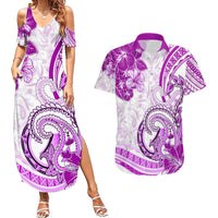 Polynesia Paisley Couples Matching Summer Maxi Dress and Hawaiian Shirt Mix Pink Polynesian Pattern LT05 Pink - Polynesian Pride