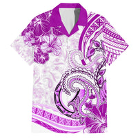 Polynesia Paisley Family Matching Tank Maxi Dress and Hawaiian Shirt Mix Pink Polynesian Pattern LT05 Dad's Shirt - Short Sleeve Pink - Polynesian Pride